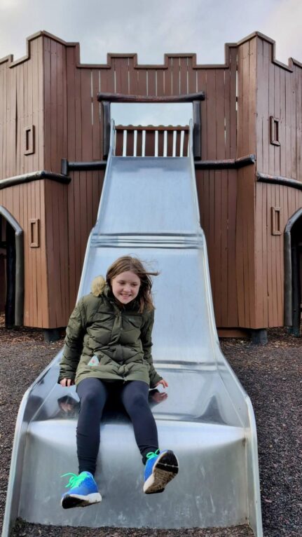 girl on slide at Wentworth Castle Gardens